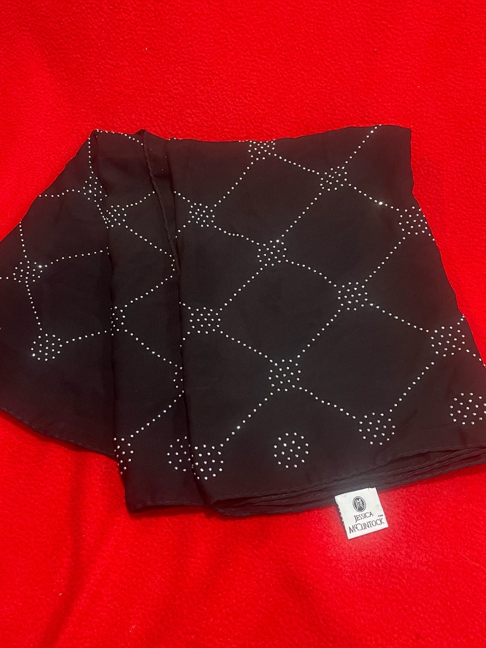 Jessica McClintock Black Geometric Studded Scarf